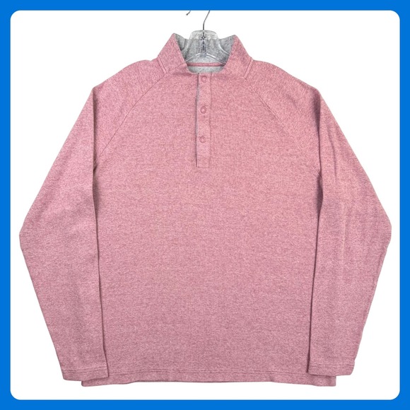 johnnie-O Other - johnnie-O 1/4 Snap Mock Neck Pullover Men XL Malibu Red Pink Preppy Country Club
